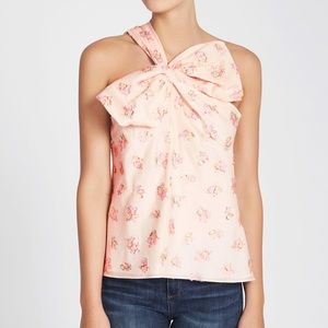 rebecca taylor floral bow silk-blend top size 0 / XS